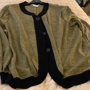 Misook Olive and Black Buttoned Cardigan
